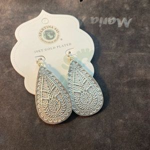 Leather silver drop earrings